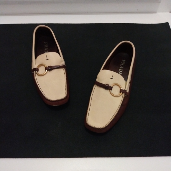 Prada Two Tone Leather Loafers - Picture 2 of 9